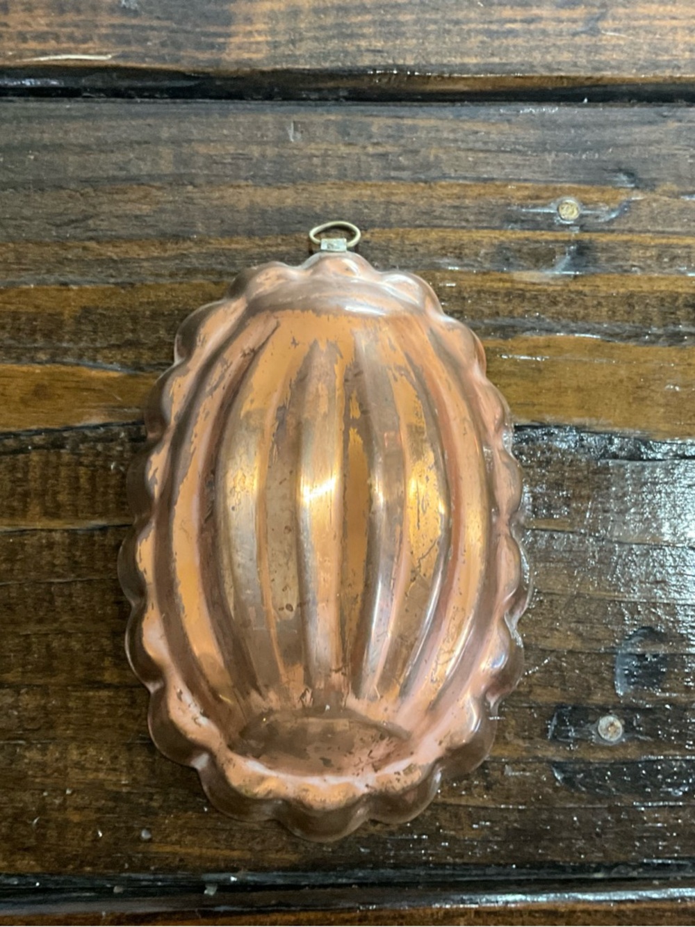 Vintage Oval Copper Mold Wall Decor Fluted Scalloped Edges Portugal